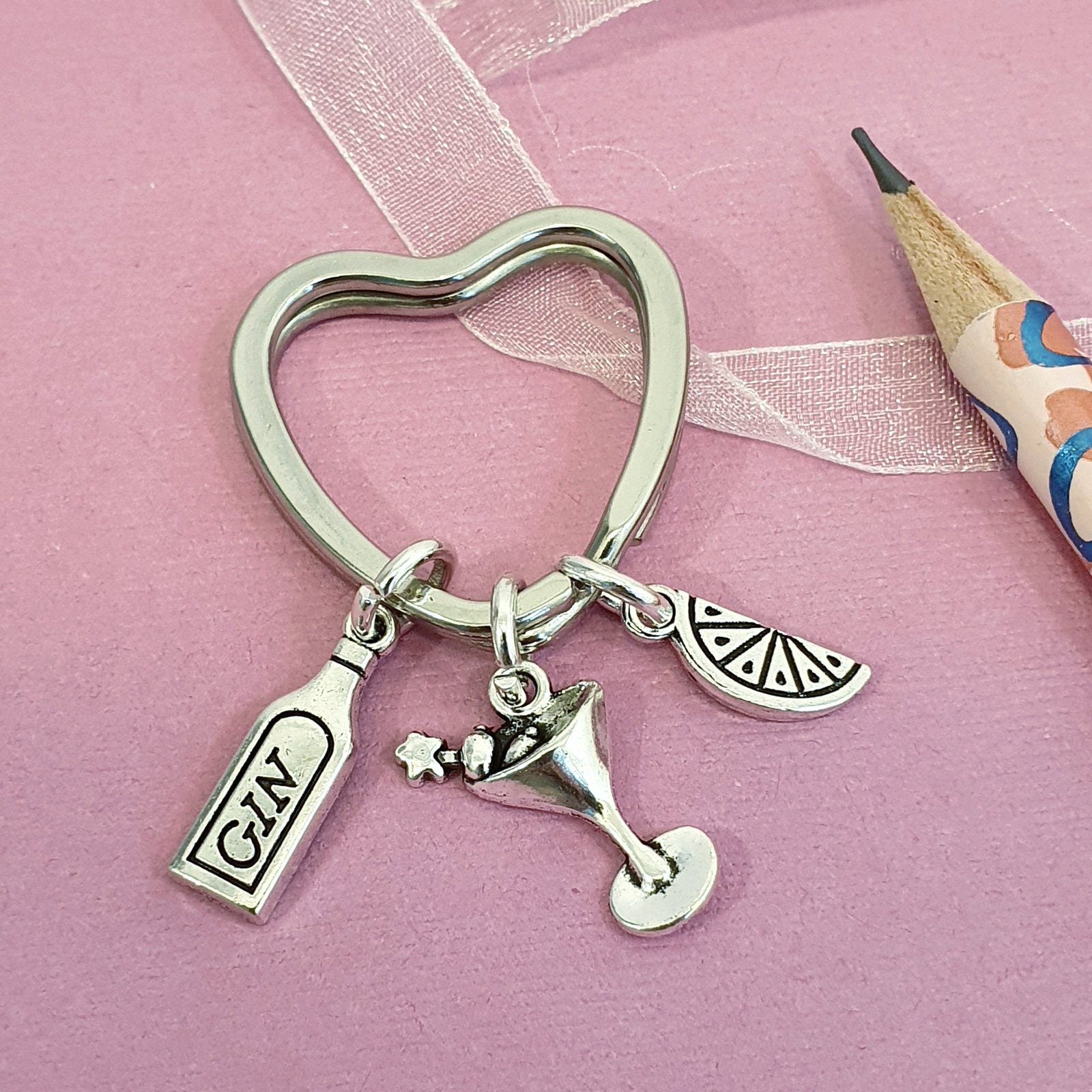 Gin Tonic Keyring Silver