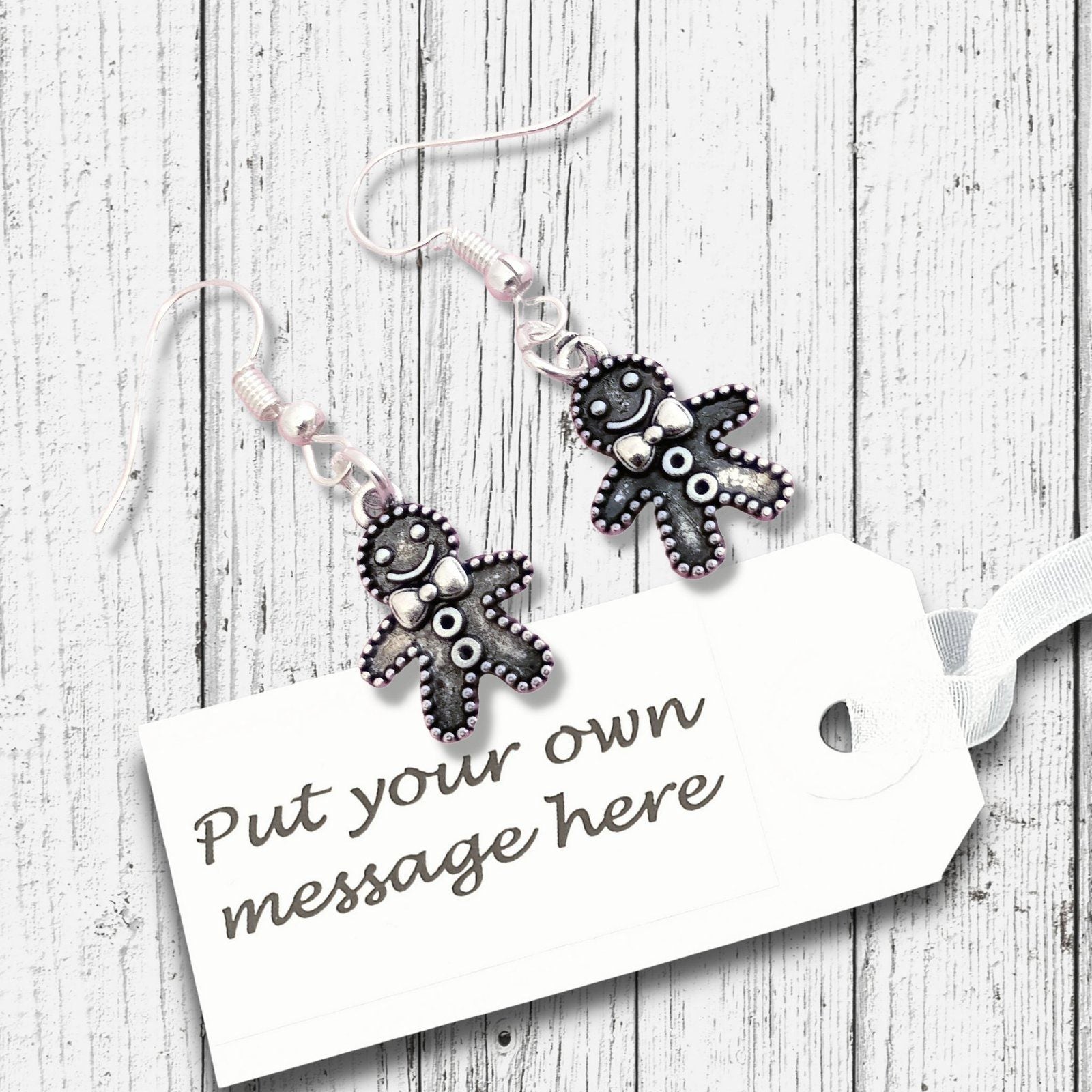 Gingerbread Men Earrings Silver