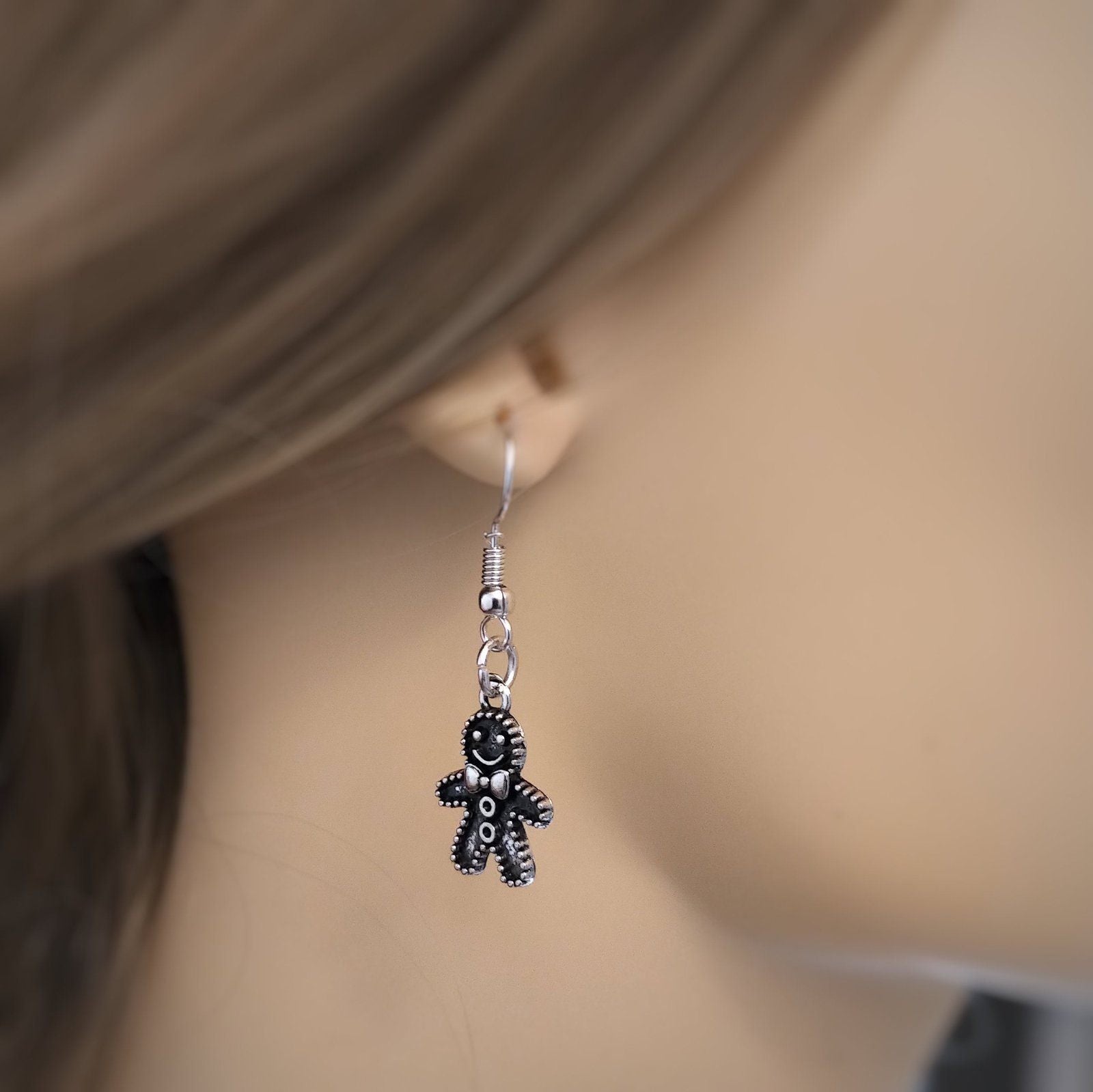 Gingerbread Men Earrings Silver