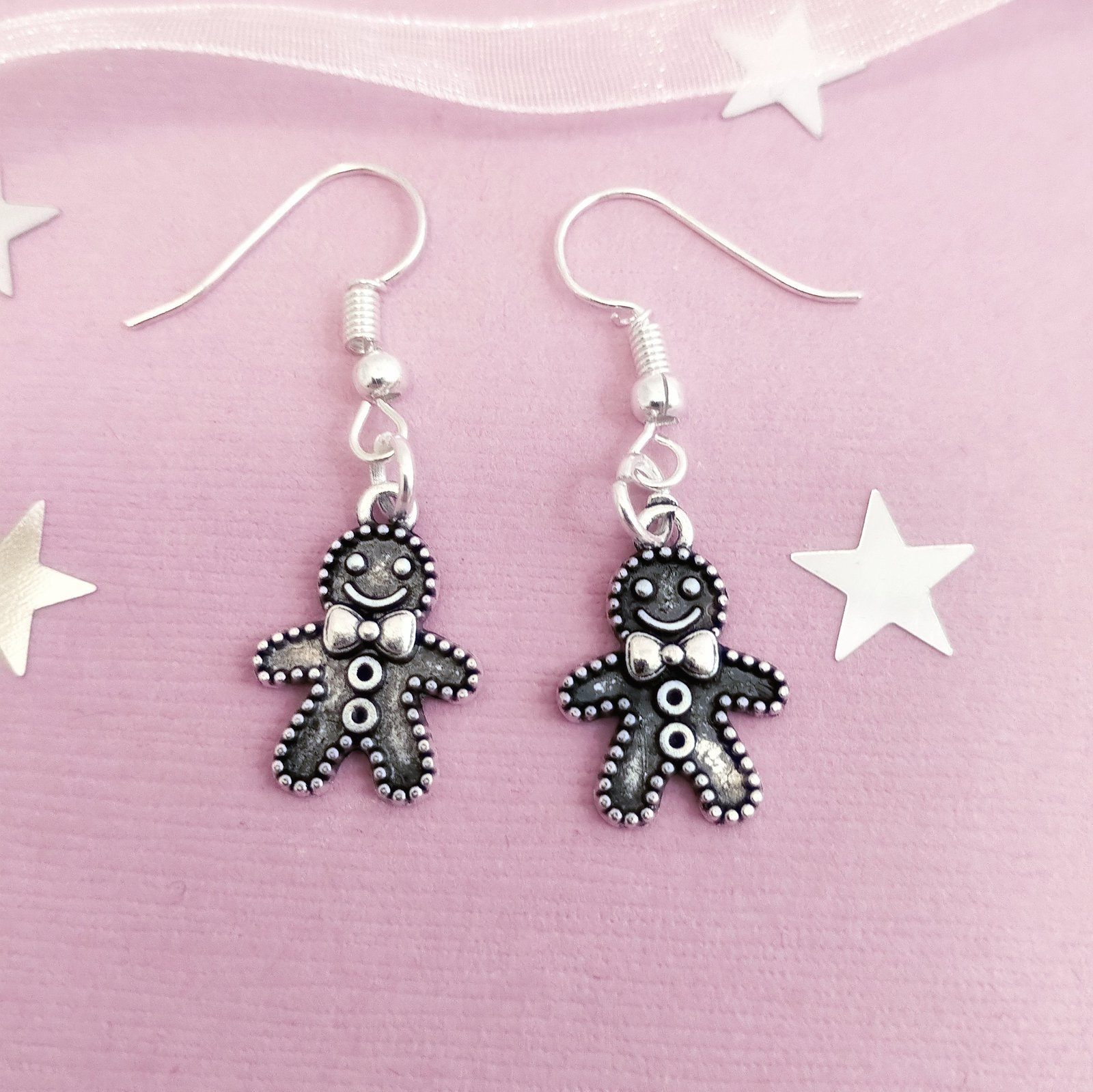 Gingerbread Men Earrings Silver