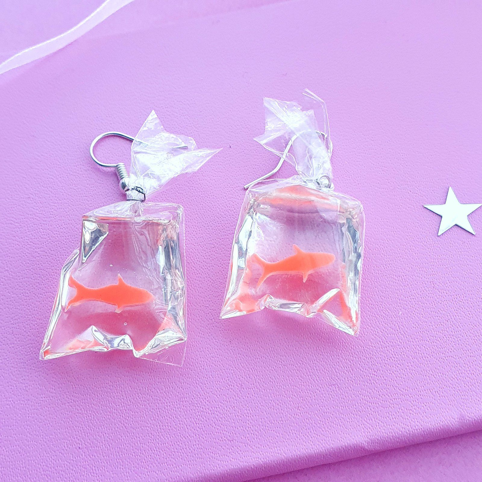 Goldfish Novelty Earrings Silver