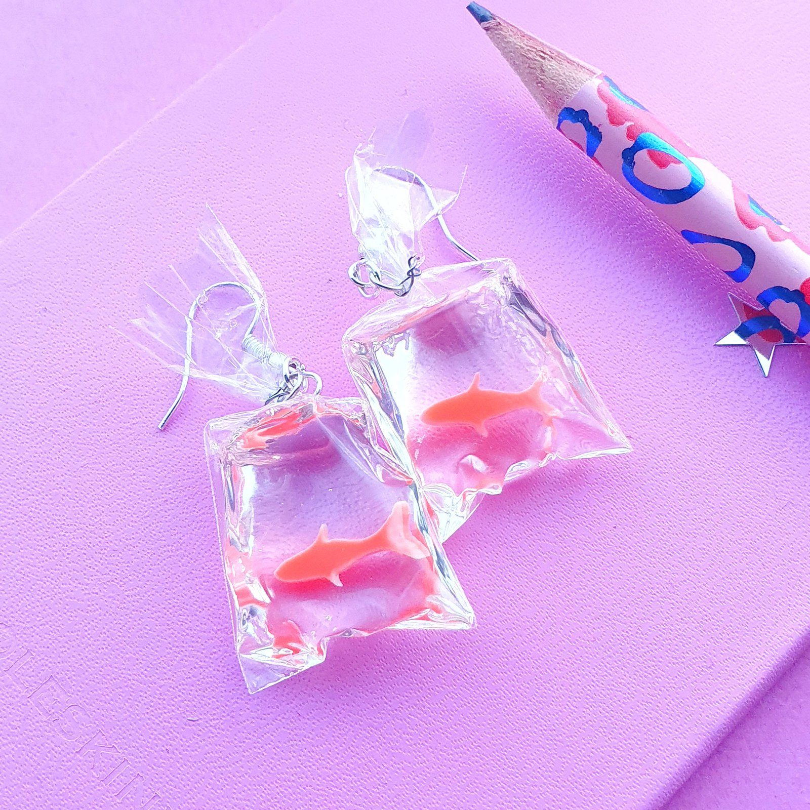Goldfish Novelty Earrings Silver