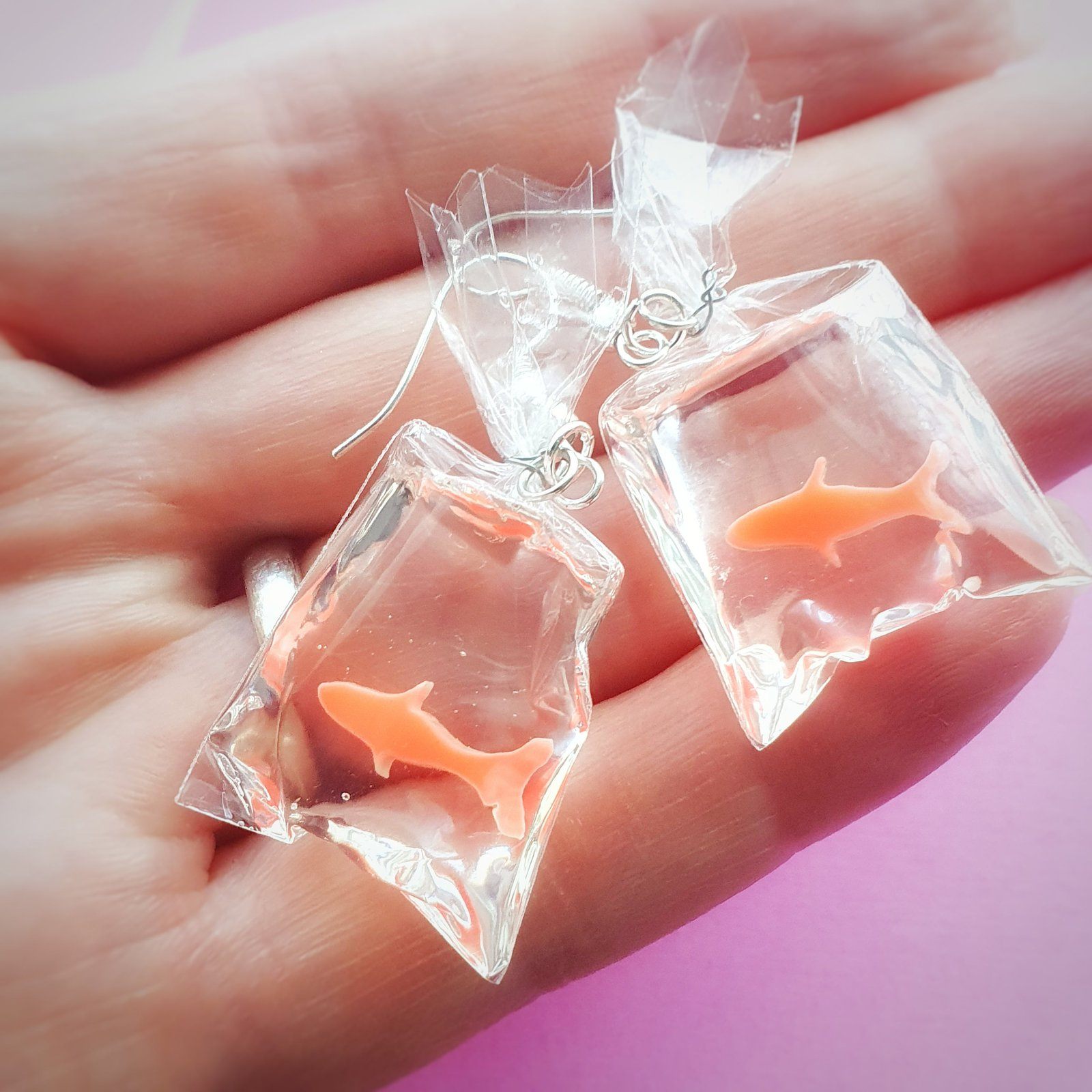 Goldfish Novelty Earrings Silver