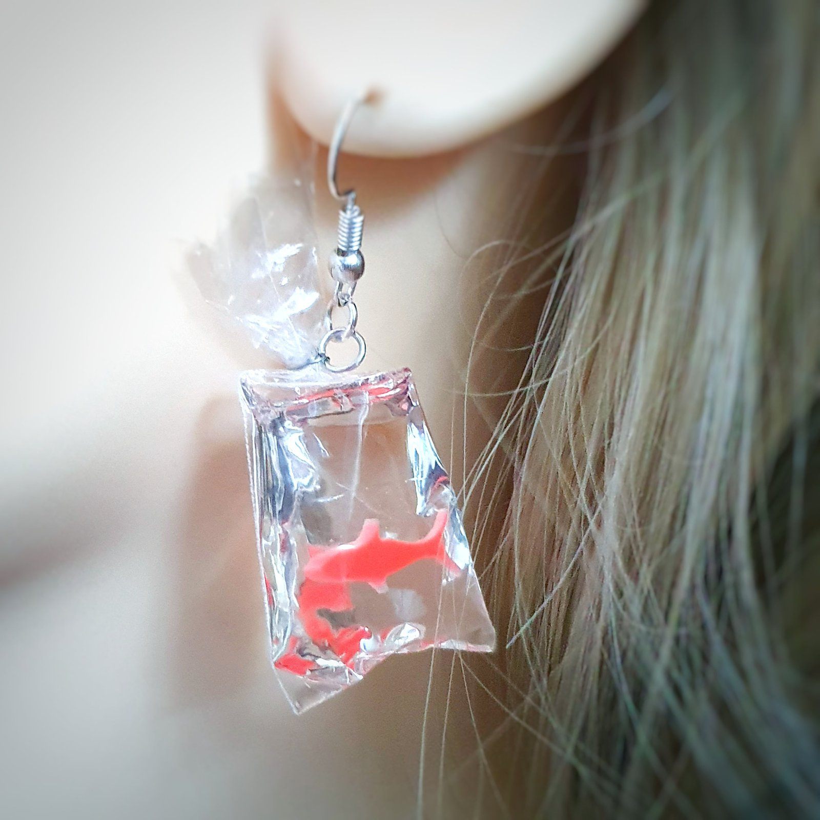 Goldfish Novelty Earrings Silver