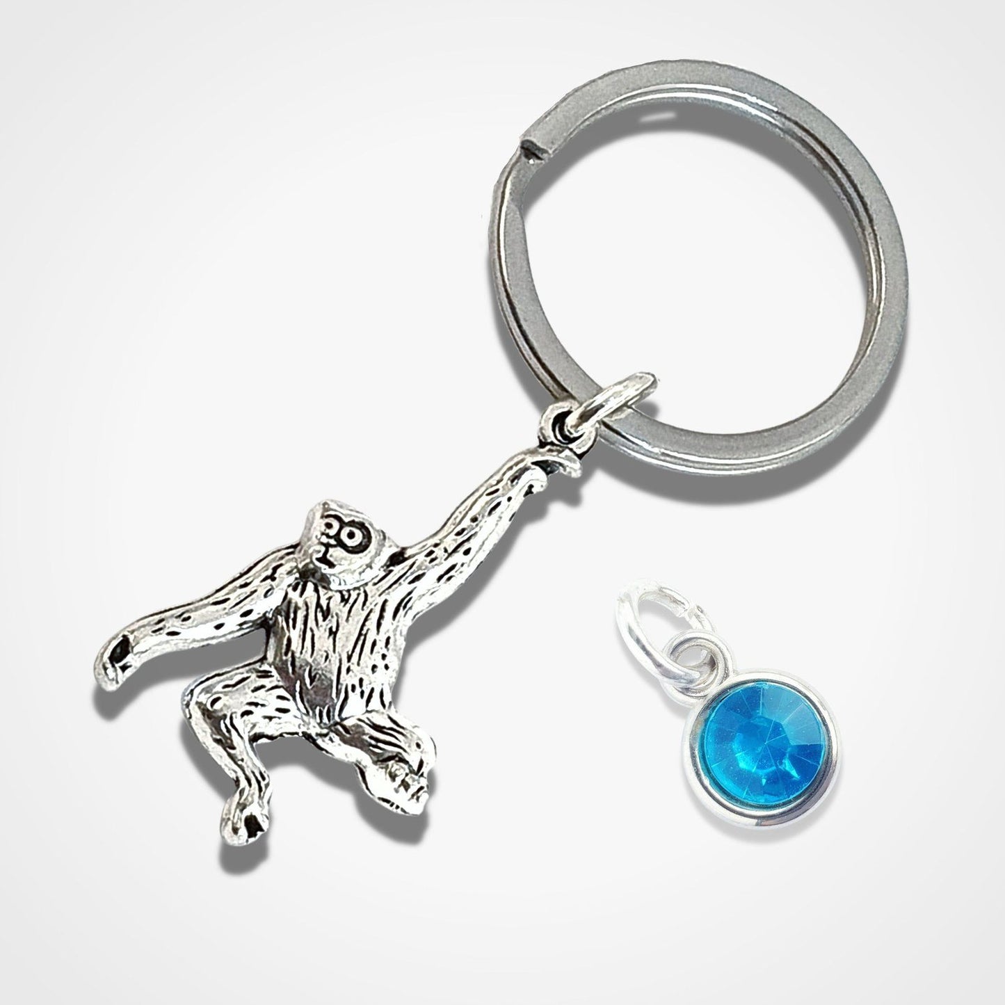 Gorilla Orangutan Keyring Silver