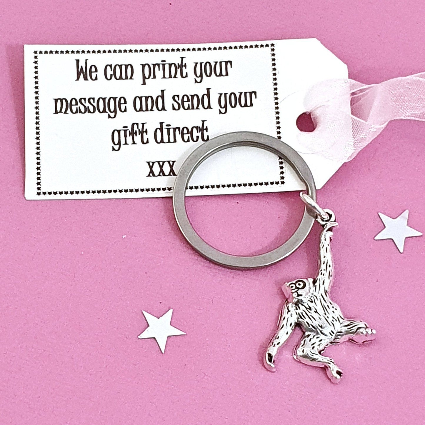 Gorilla Orangutan Keyring Silver