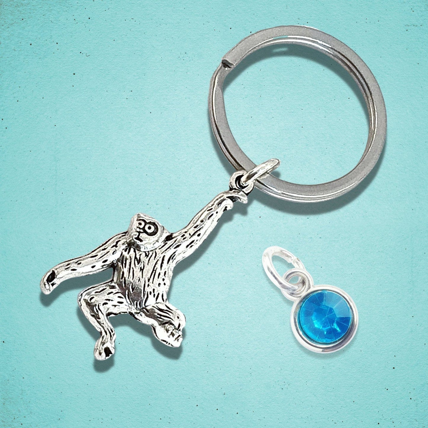 Gorilla Orangutan Keyring Silver