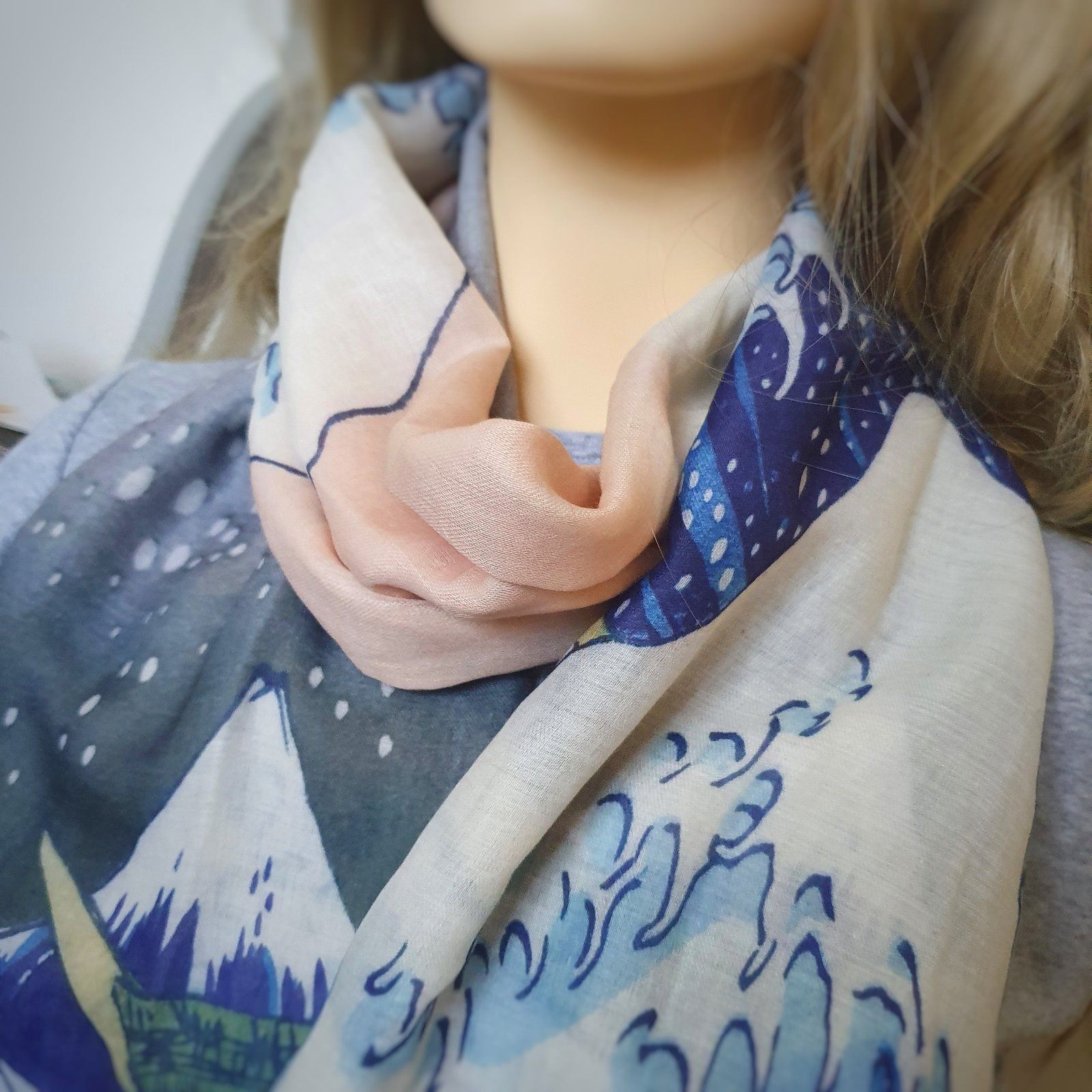 Great Wave Scarf Silk