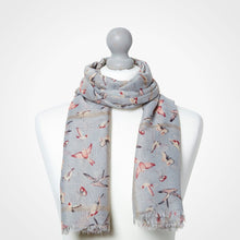 Load image into Gallery viewer, Grey Bird Butterfly Scarf
