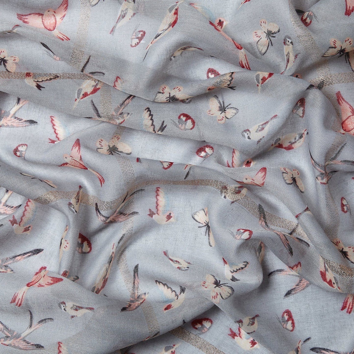 Grey Bird Butterfly Scarf