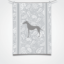 Load image into Gallery viewer, Greyhound Paisley Tea Towel Grey
