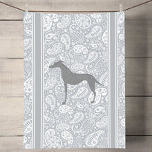 Load image into Gallery viewer, Greyhound Paisley Tea Towel Grey
