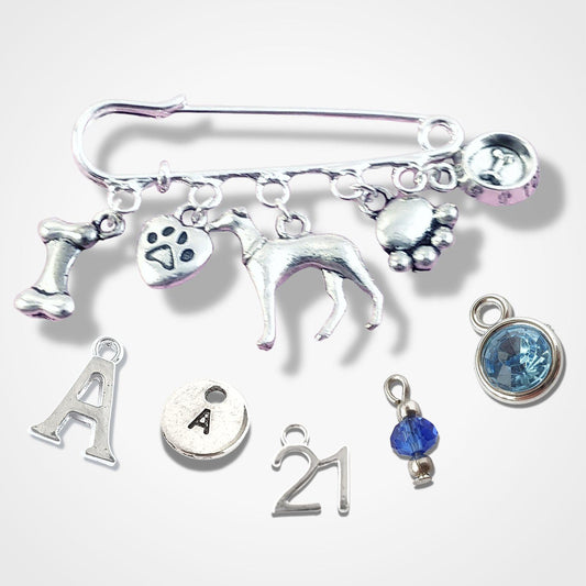 Greyhound Whippet Brooch Silver