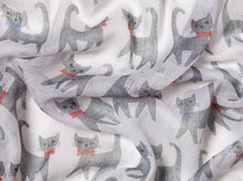 Load image into Gallery viewer, Happy Cats Scarf Grey

