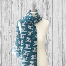 Load image into Gallery viewer, Happy Cats Scarf Teal
