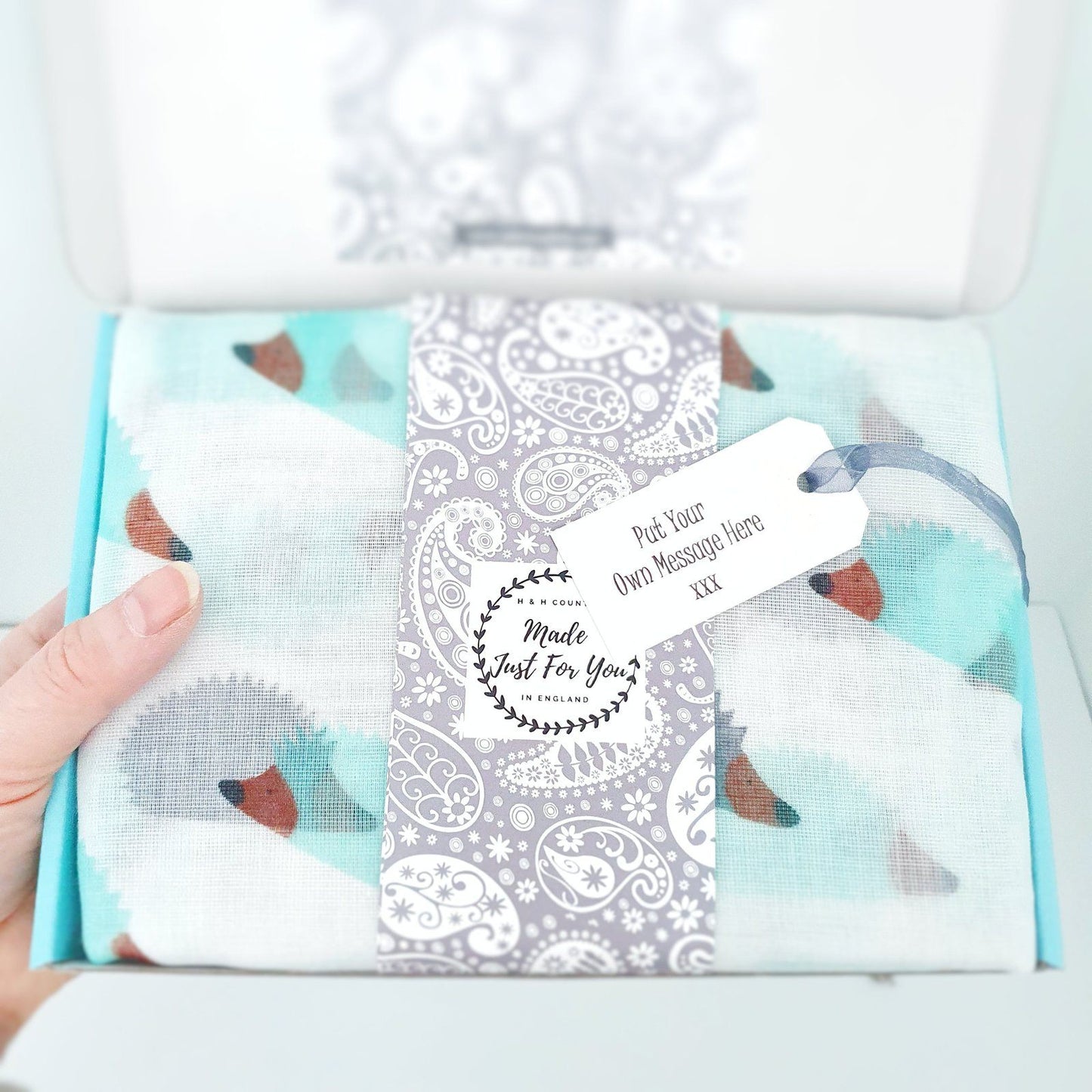 Hedgehog Print Scarf Green White