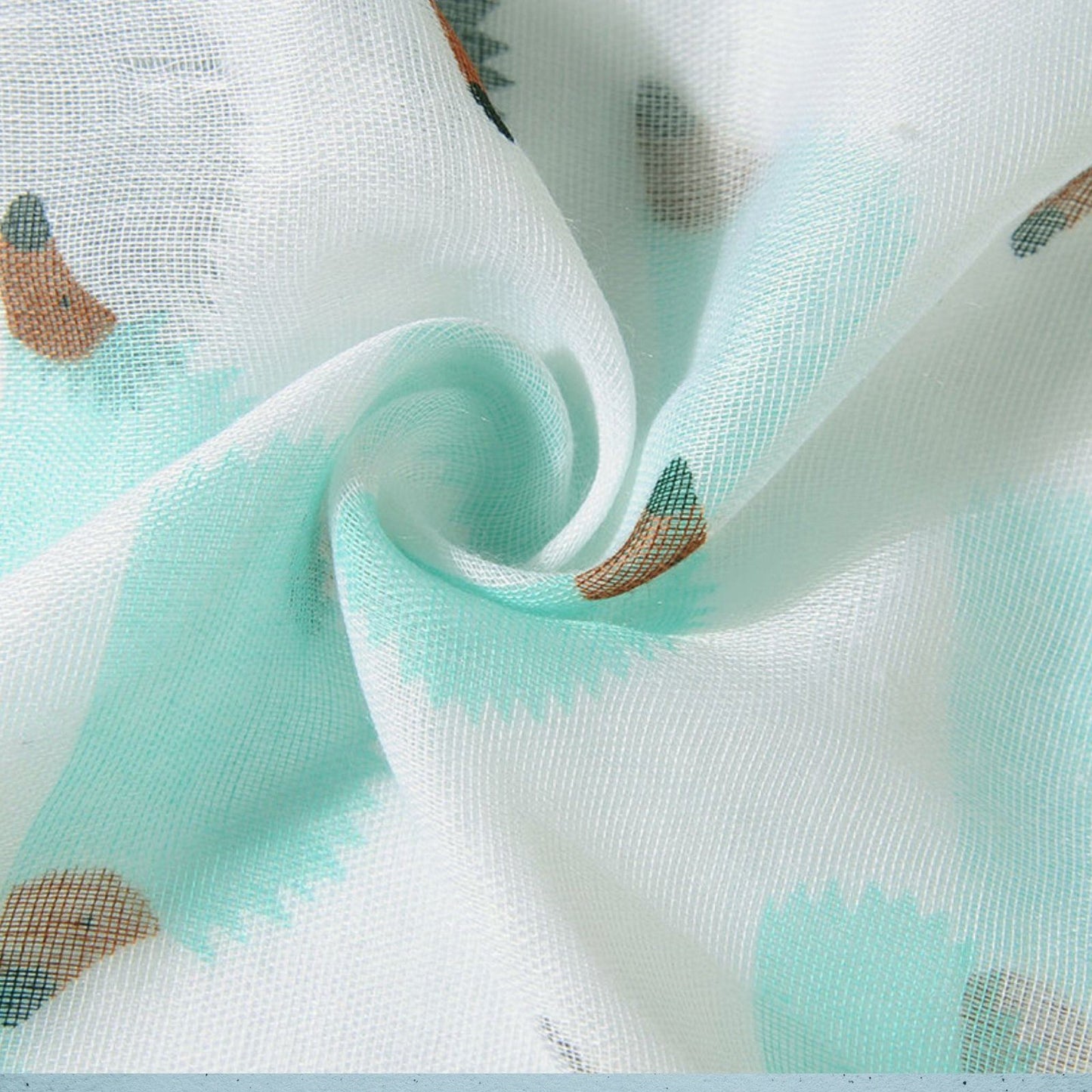 Hedgehog Print Scarf Green White