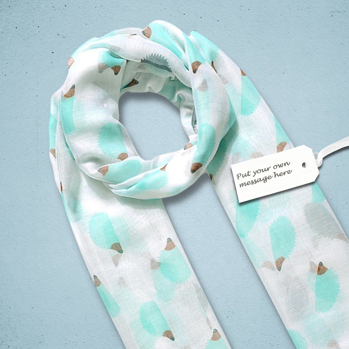Hedgehog Print Scarf Green White