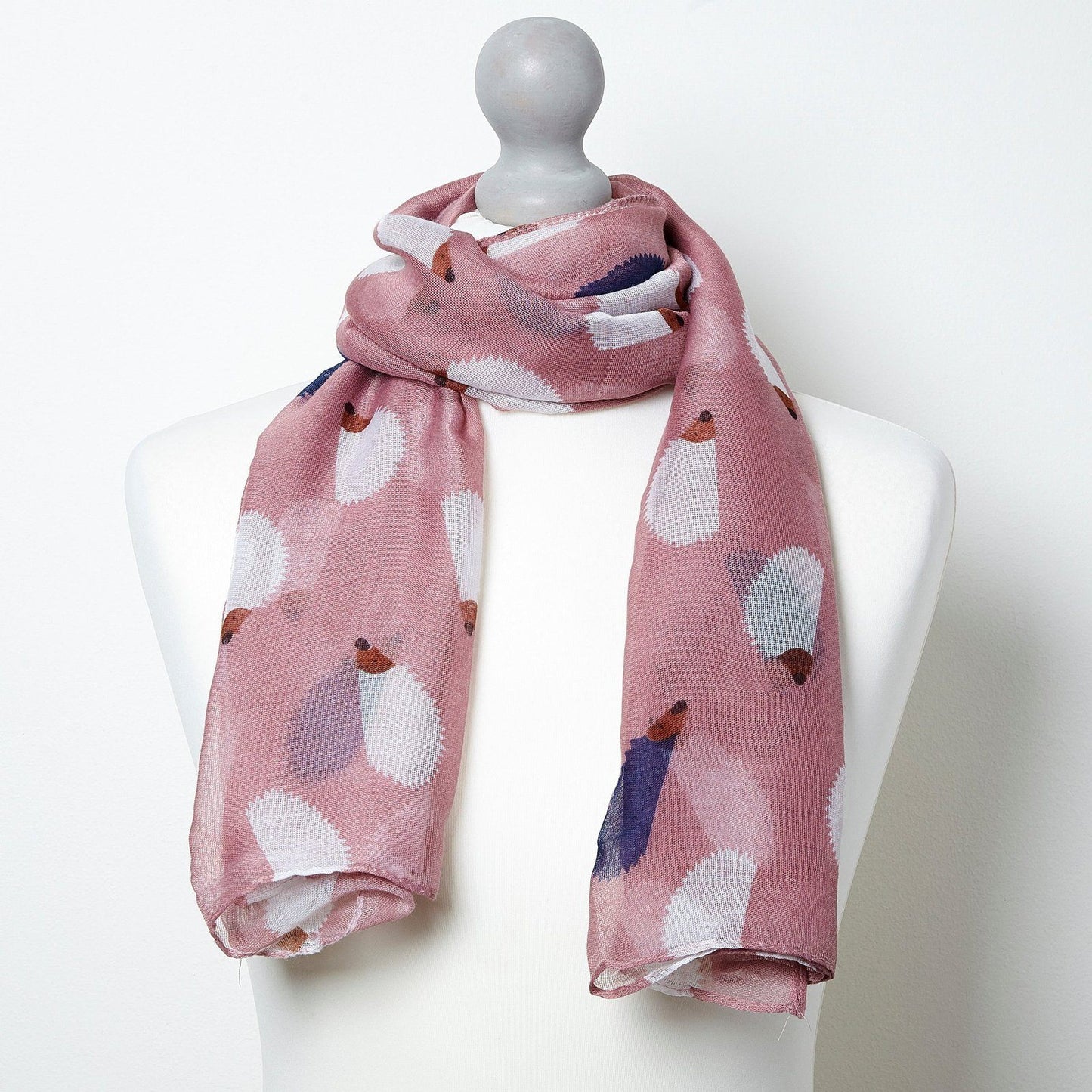 Hedgehog Print Scarf Pink