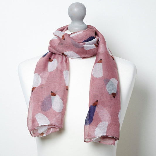 Hedgehog Print Scarf Pink
