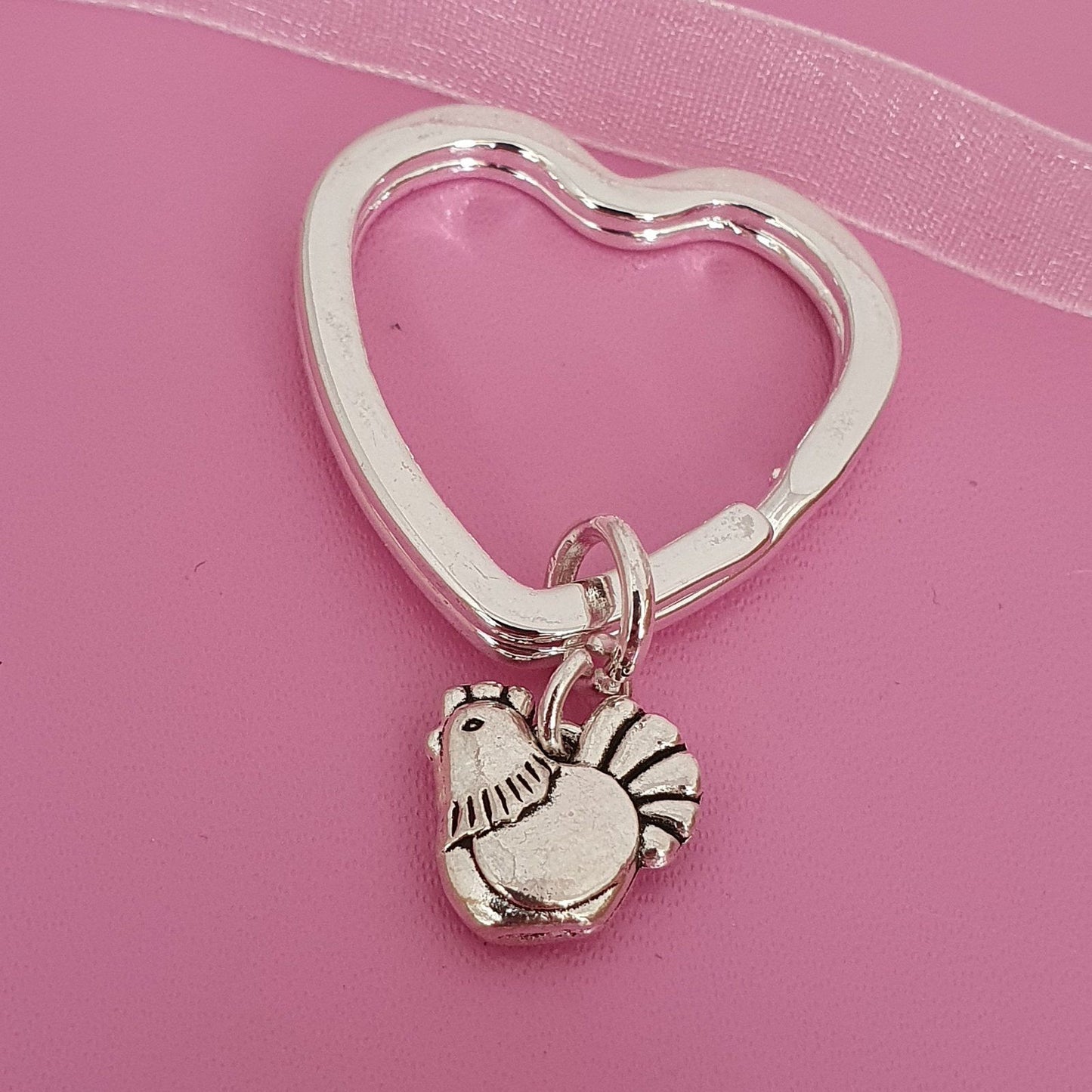 Hen Keyring Silver