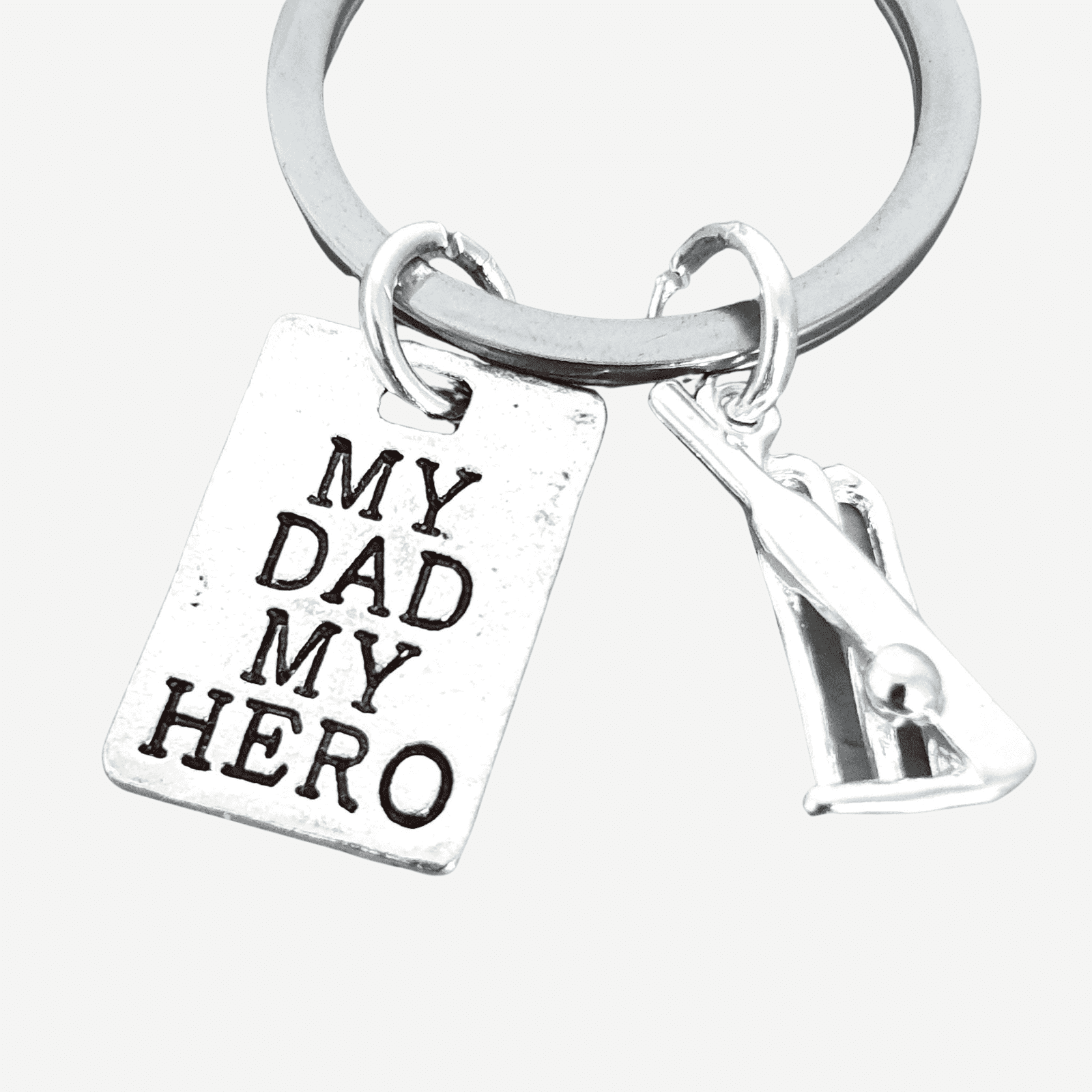 Hero Dad Cricket Keyring Silver