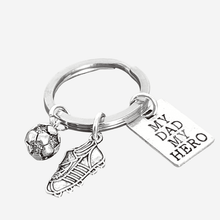 Load image into Gallery viewer, Hero Dad Football Keyring Silver
