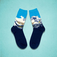 Load image into Gallery viewer, Hokusai Great Wave Socks Blue
