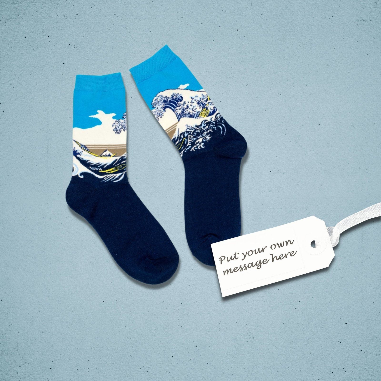 Hokusai Great Wave Socks Blue
