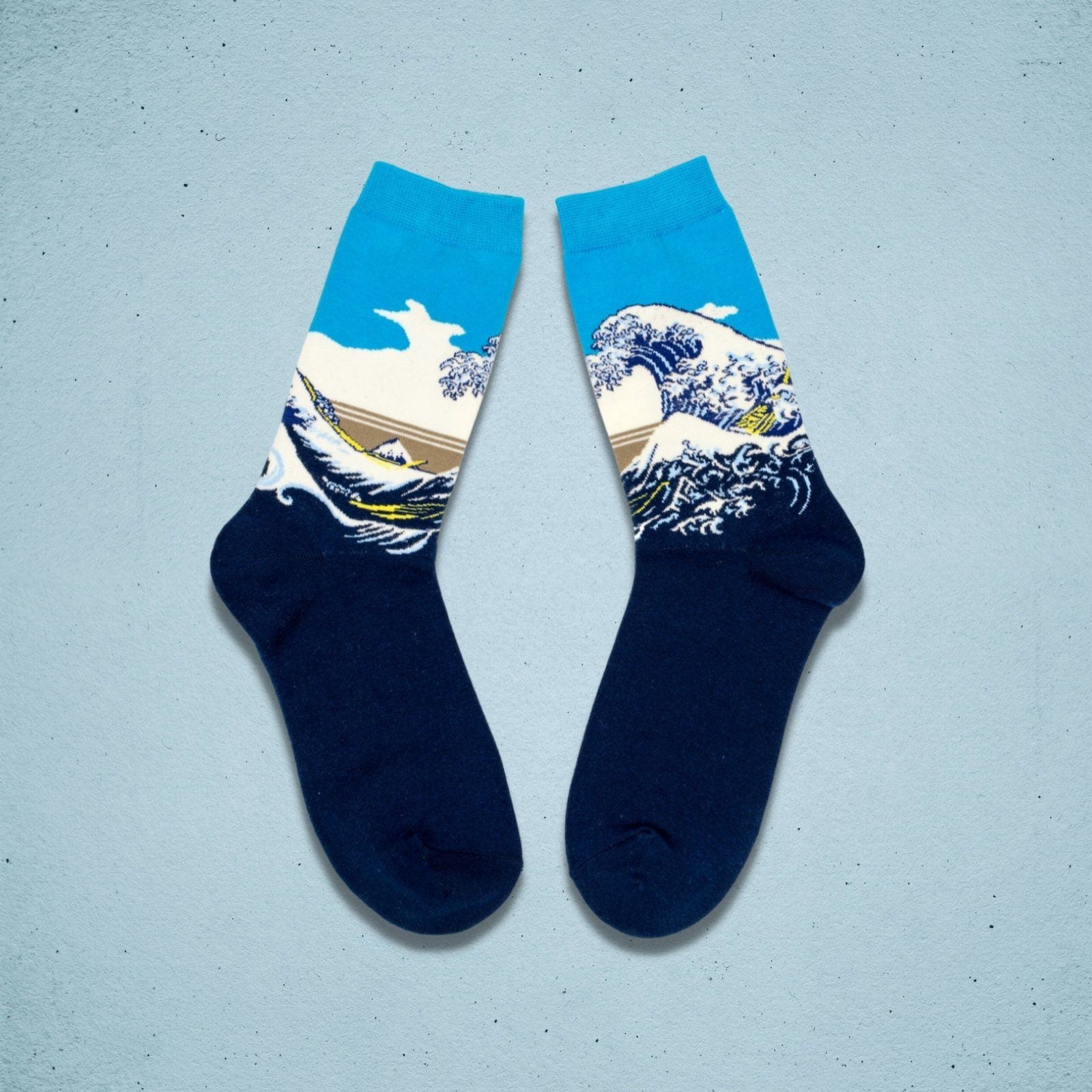 Hokusai Great Wave Socks Blue