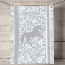 Load image into Gallery viewer, Horse Paisley Tea Towel Grey
