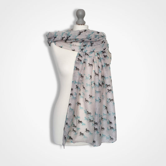 Horse Print Scarf White