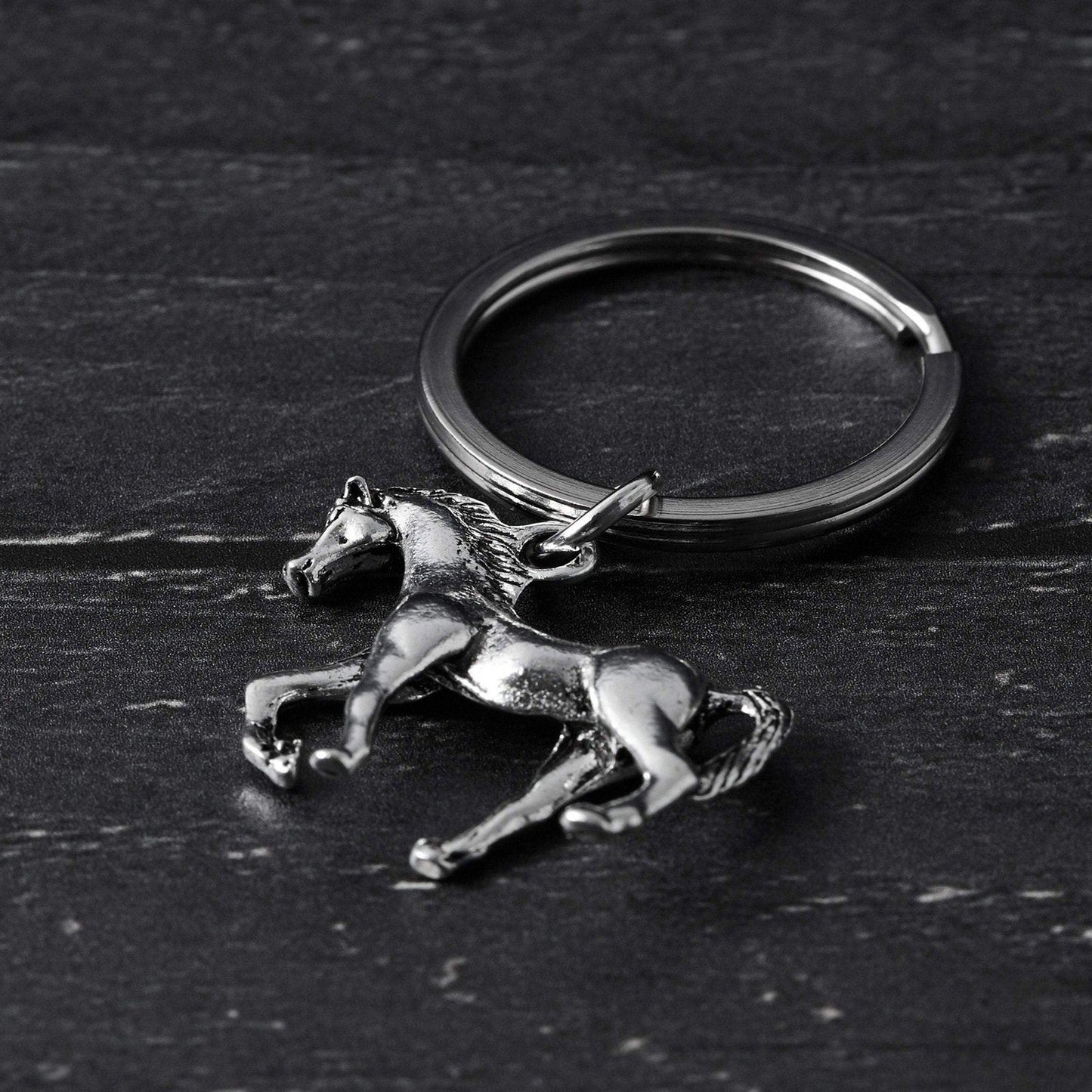 Horse Rider Keyring Silver