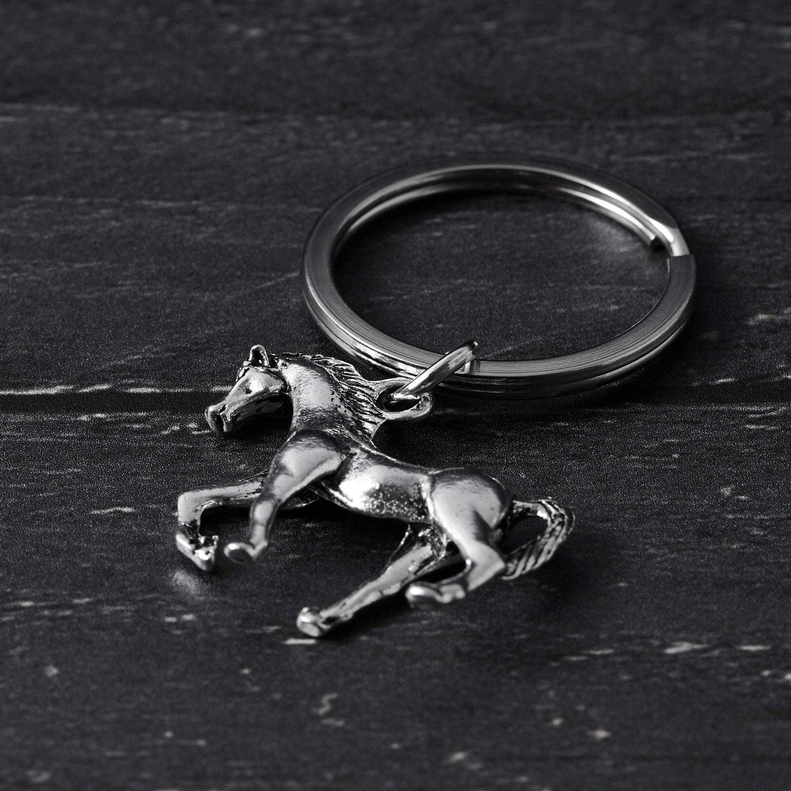 Horse Rider Keyring Silver