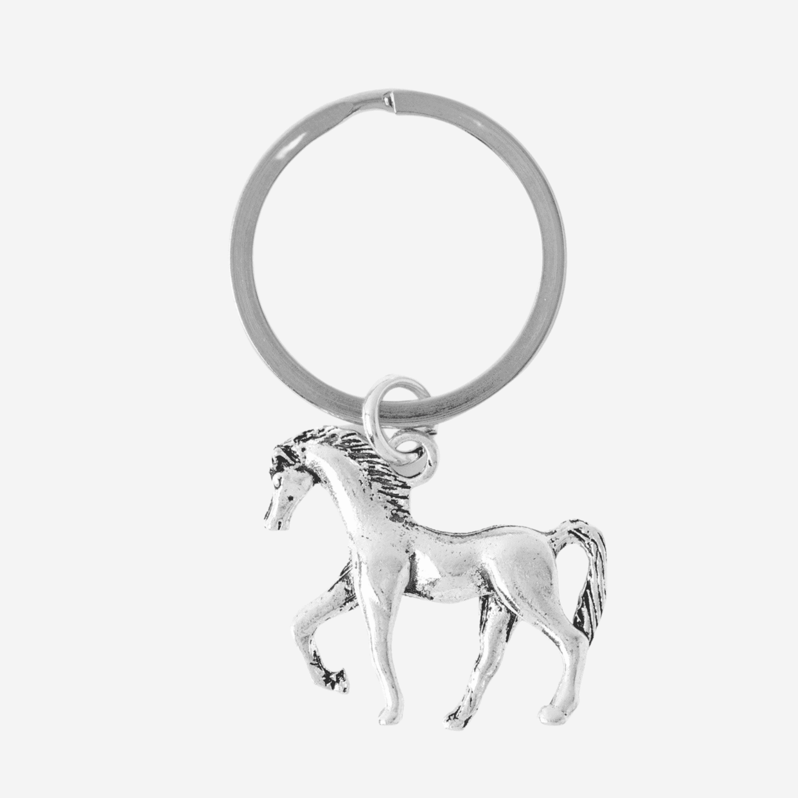 Horse Rider Keyring Silver