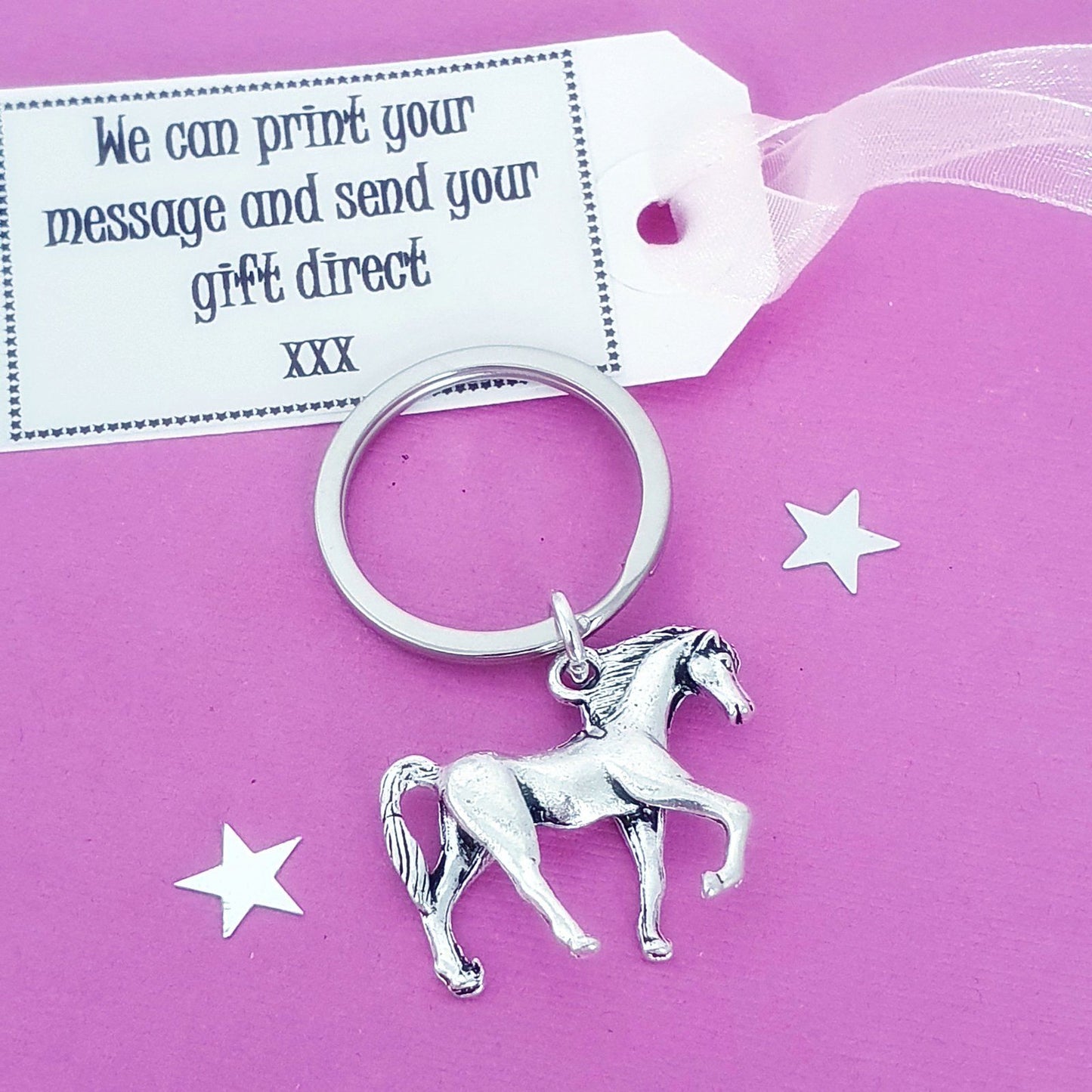 Horse Rider Keyring Silver