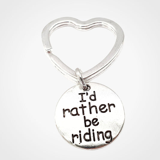 Horse Rider Rather Riding Keyring Silver