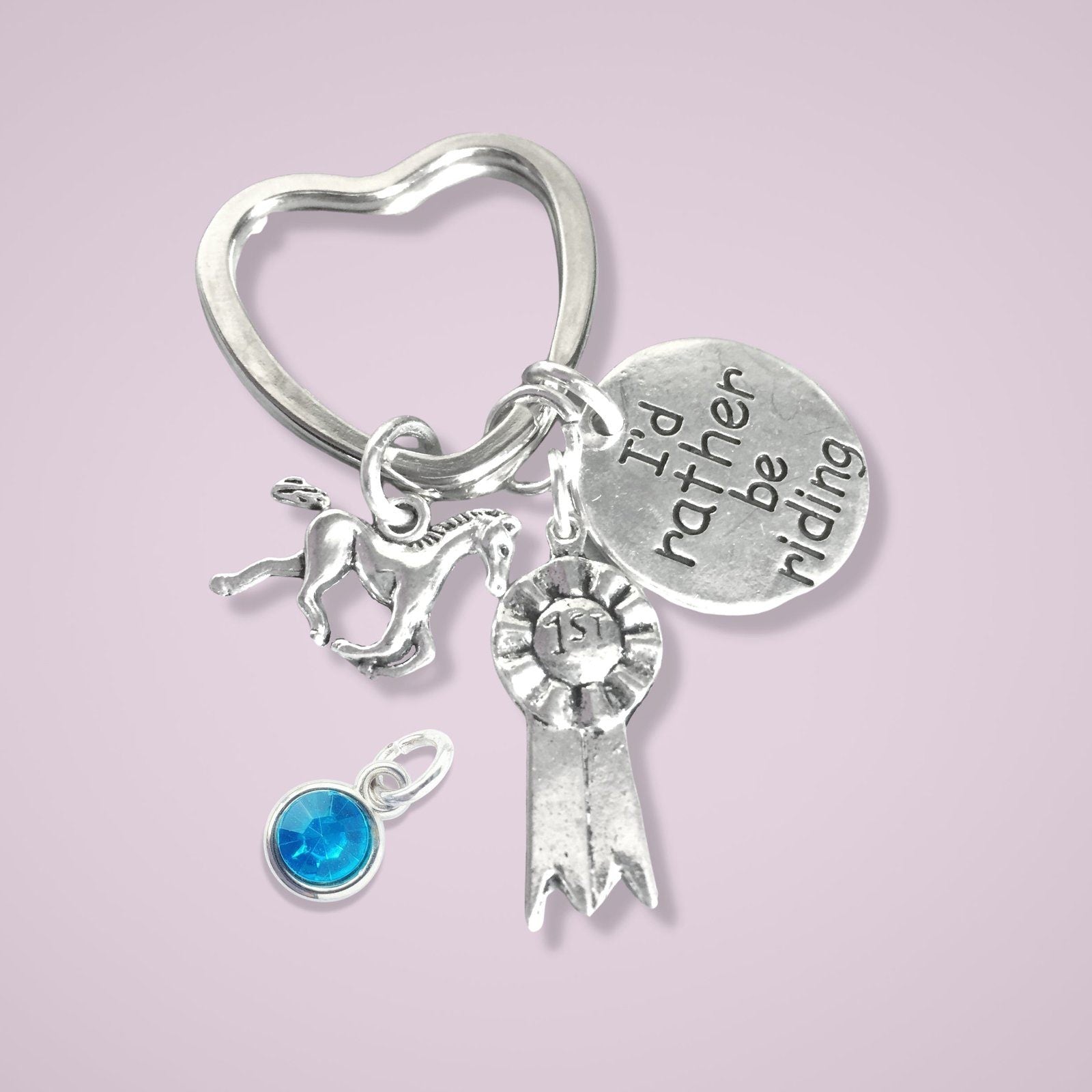 Horse Rider Rather Riding Keyring Silver