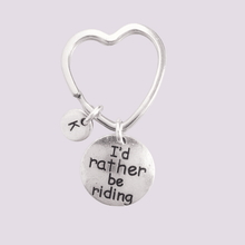 Load image into Gallery viewer, Horse Rider Rather Riding Keyring Silver
