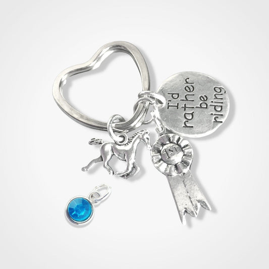Horse Rider Rather Riding Keyring Silver