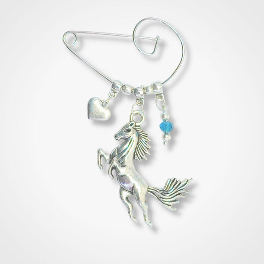 Horse Swirl Brooch Silver
