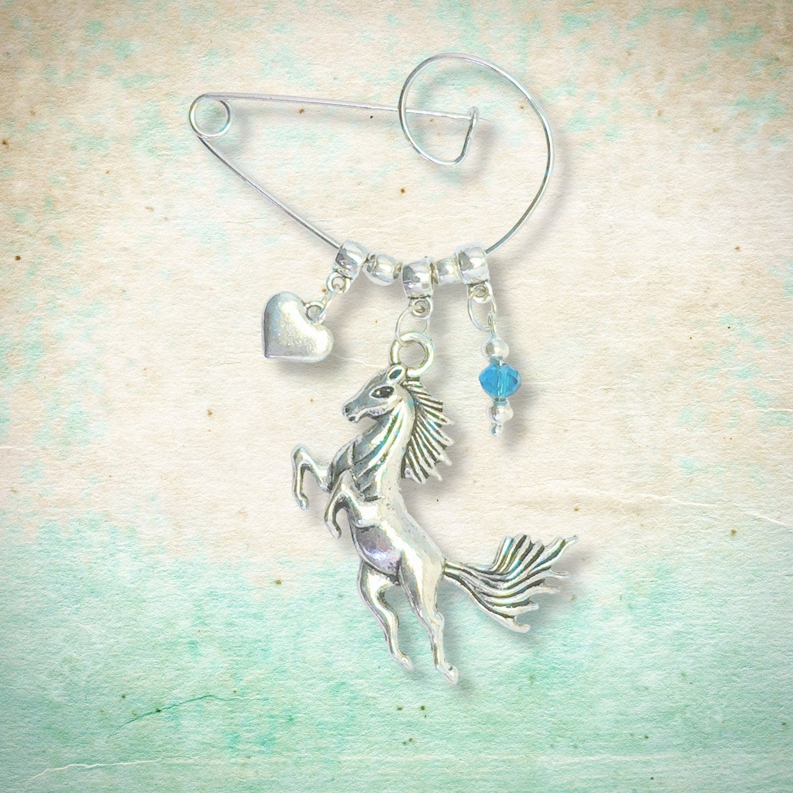 Horse Swirl Brooch Silver