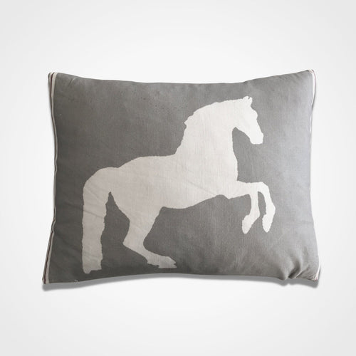 Horse Torchon Cushion Cover Grey
