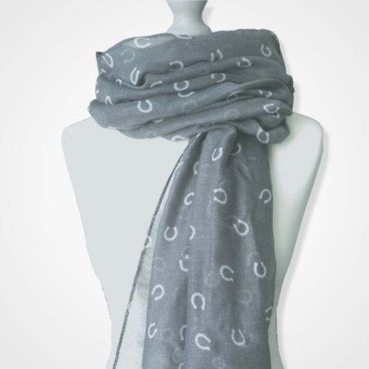 Horseshoe Print Scarf Grey
