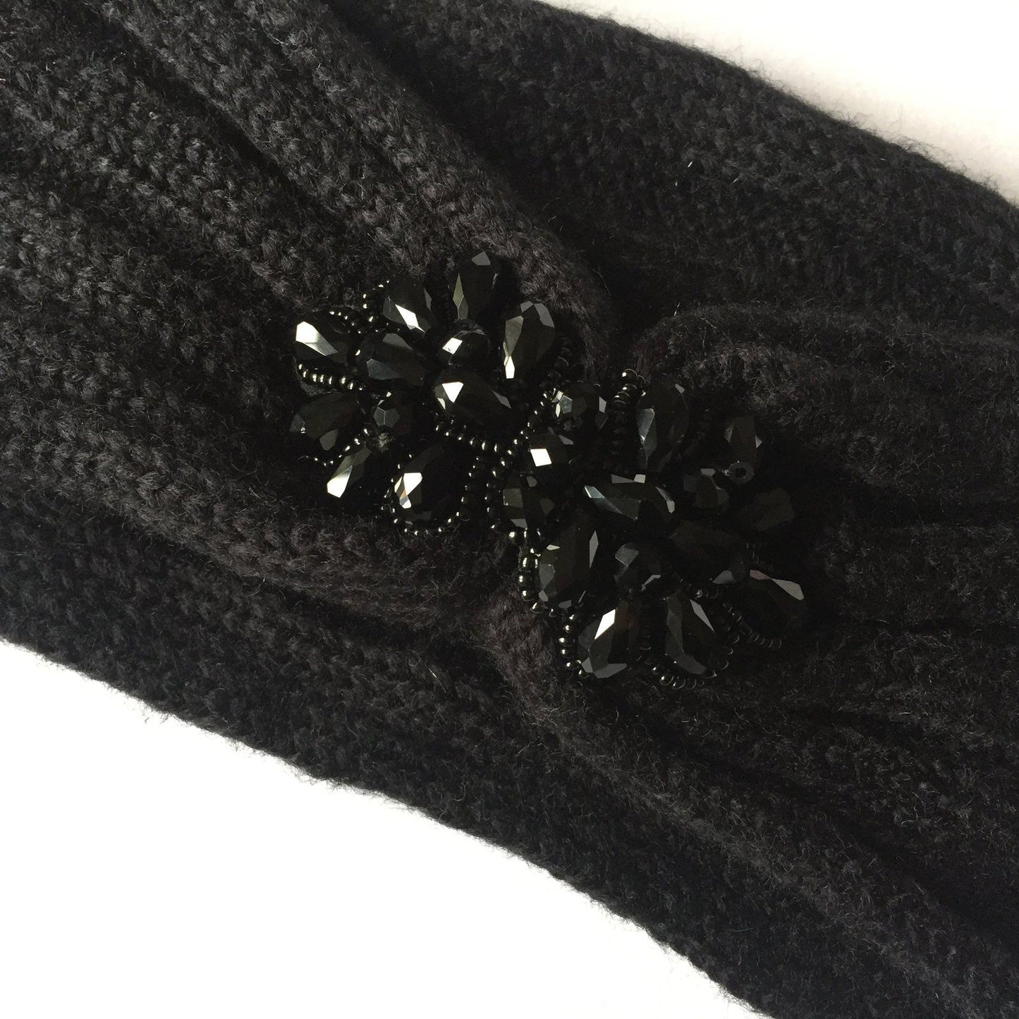 Jewelled Cable Headband Black