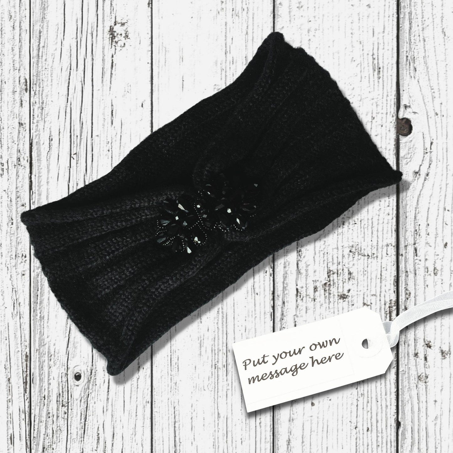 Jewelled Cable Headband Black
