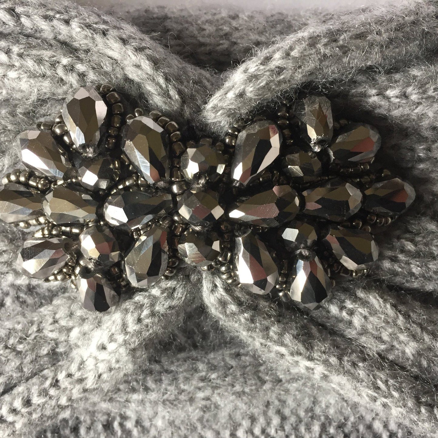 Jewelled Cable Headband Grey