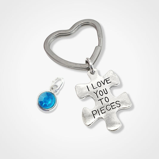 Jigsaw Love Pieces Keyring Silver