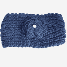 Load image into Gallery viewer, Knitted Flower Headband Blue

