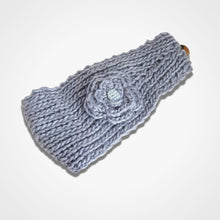 Load image into Gallery viewer, Knitted Flower Headband Grey
